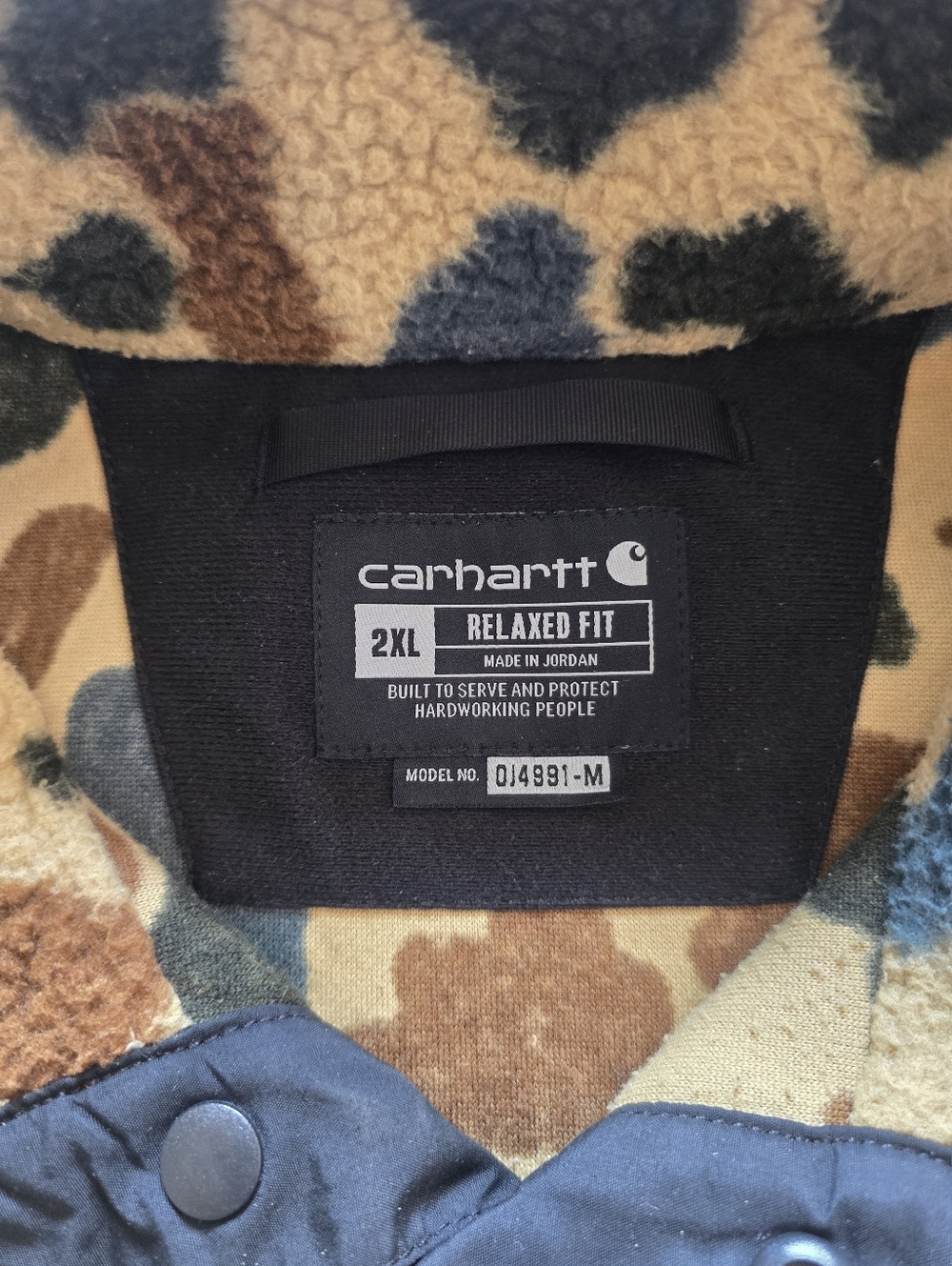 Carhartt Men's 2XL Relaxed Fit Fleece Pullover Jacket Camo Sherpa OJ4991-M - Picture 3 of 5